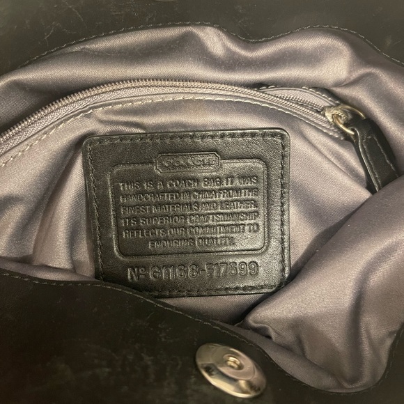 Coach Ashley Hippie Crossbody Purse Signature Sateen Black/Grey/Silver - Picture 6 of 7